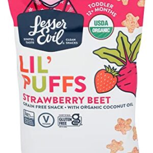 LesserEvil Organic Strawberry Beet Lil' Puffs, 2.5 OZ