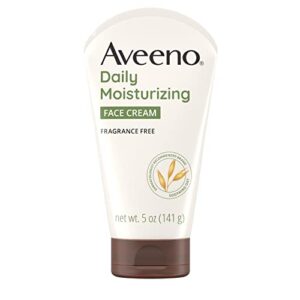 aveeno daily moisturizing fragrance-free prebiotic oat face cream for dry skin, facial cream clinically proven to moisturize dry skin for 24 hours, paraben-, fragrance- & dye-free, 5 oz