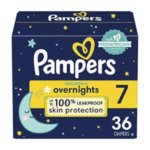 Diapers Size 7, 36 Count - Pampers Swaddlers Overnights Disposable Baby Diapers, Super Pack (Packaging & Prints May Vary)