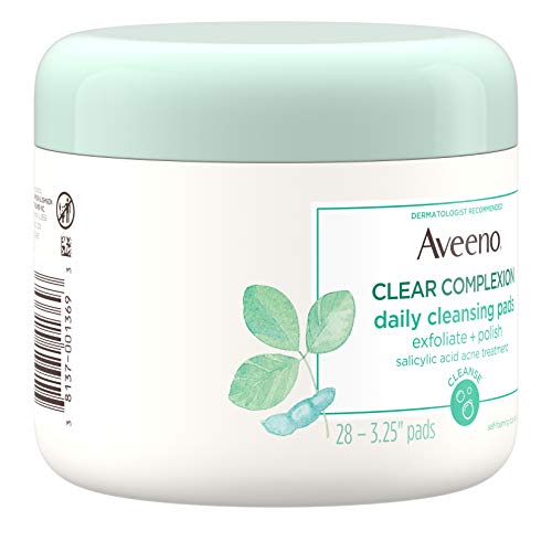 Aveeno Clear Complexion Daily Facial Cleansing Pads with Salicylic Acid Acne Treatment, 28 ct