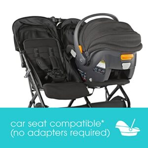 Summer 3Dpac CS+ Double Stroller, Black – Car Seat Compatible Baby Stroller – Lightweight Stroller with Convenient One-Hand Fold, Reclining Seats, Two Extra-Large Canopies & Parent Friendly Features