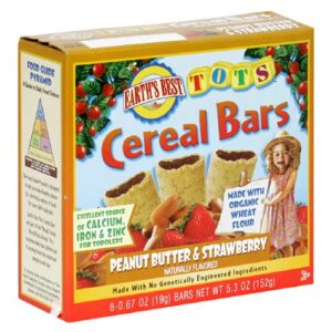 earth’s best tots cereal bar, peanut butter and strawberry, 5.3-ounce units (pack of 6)