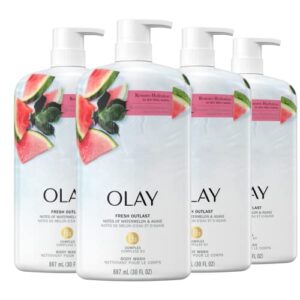 olay fresh outlast notes of watermelon & agave body wash, 30 fl oz (pack of 4)