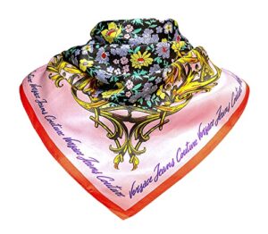 versace jeans couture baroque floral multicolor pure silk scarf for womens