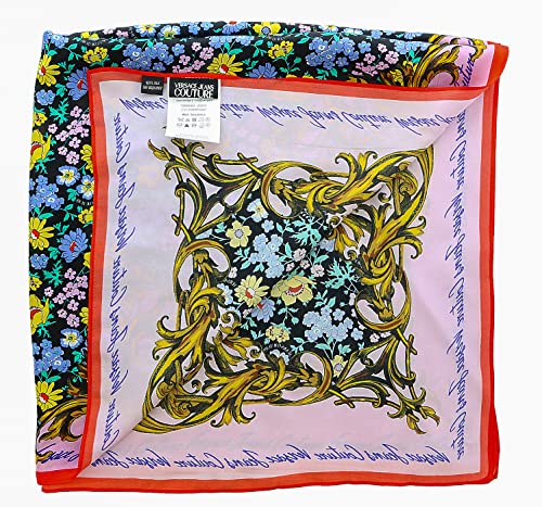 Versace Jeans Couture Baroque Floral Multicolor Pure Silk Scarf for Womens