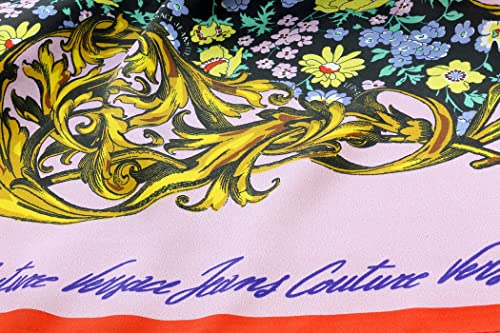 Versace Jeans Couture Baroque Floral Multicolor Pure Silk Scarf for Womens