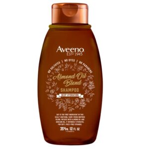 aveeno almond oil blend sulfate-free shampoo with avocado oil for intense hydration, deep moisturizing shampoo for thick, curly, frizzy or coarse hair, paraben & dye-free, 12 fl oz