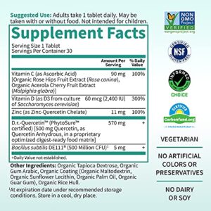 Garden of Life Quercetin Once Daily Immune System Support Supplement with Vitamin C, D & Probiotics – Dr Formulated – Immune Health, Respiratory Health, Skin Health, Gluten Free, Non GMO – 30 Tablets