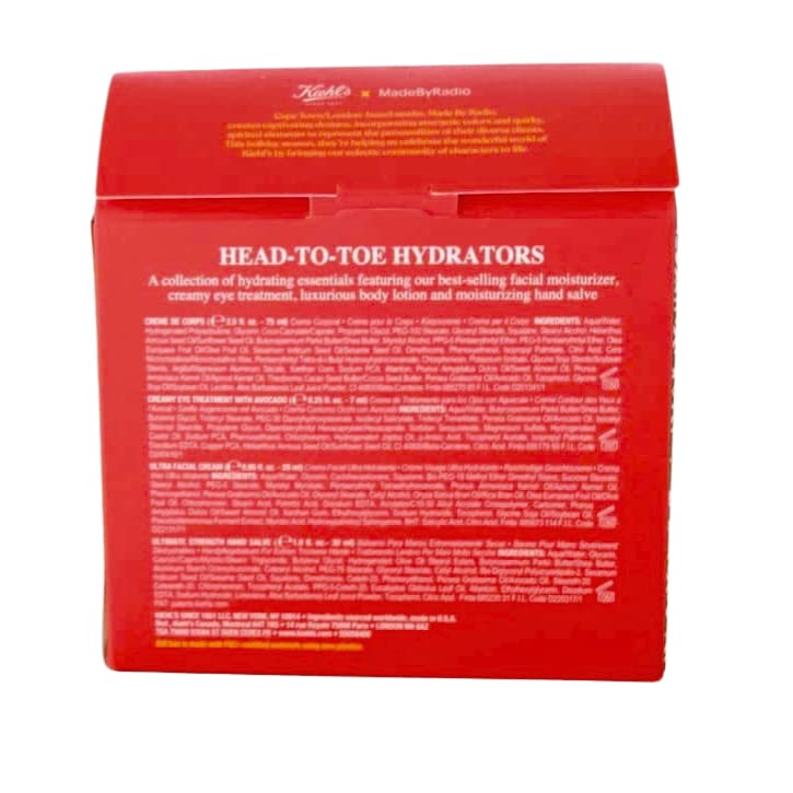 Kiehl's Head-to-Toe Hydrators Holiday Gift Set:: Creme de Corps Body Moisturizer, Creamy Eye Treatment with Avocado Nourishing Eye Cream, Ultra Facial Cream, and Ultimate Strength Hand Salve