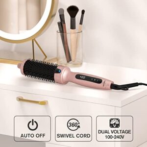 Terviiix 1.5 Inch Heated Curling Brush Ceramic Tourmaline Ionic Curling Iron Volumizing Hot Brush Create Root Volume & Loose Curls, Digital Display 9 Temperatures Round Brush Volumizer, Dual Voltage