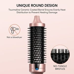 Terviiix 1.5 Inch Heated Curling Brush Ceramic Tourmaline Ionic Curling Iron Volumizing Hot Brush Create Root Volume & Loose Curls, Digital Display 9 Temperatures Round Brush Volumizer, Dual Voltage