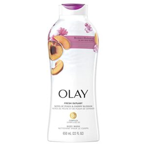 olay fresh outlast paraben free body wash with energizing notes of peach and cherry blossom, 22 fl oz, pack of 4