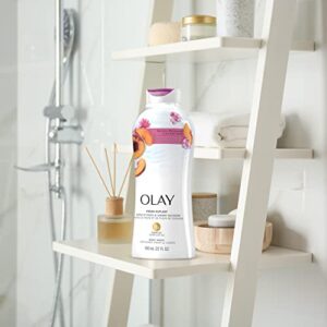 Olay Fresh Outlast Paraben Free Body Wash with Energizing Notes of Peach and Cherry Blossom, 22 fl oz, Pack of 4