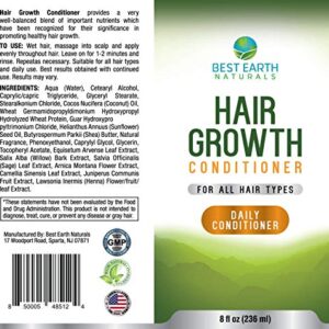 Hair Growth Conditioner For Support of Healthy Hair Growth, Hair loss, Slow Growing and Thinning Hair for Men and Women 8 Ounces