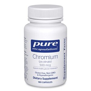 pure encapsulations chromium (picolinate) 500 mcg | hypoallergenic supplement for healthy lipid and carbohydrate metabolism support* | 180 capsules