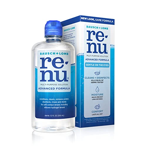 Renu Contact Lens Solution by Multi Purpose Disinfectant Advanced Formula Kills 99.9% Germs, 12 Fl Oz