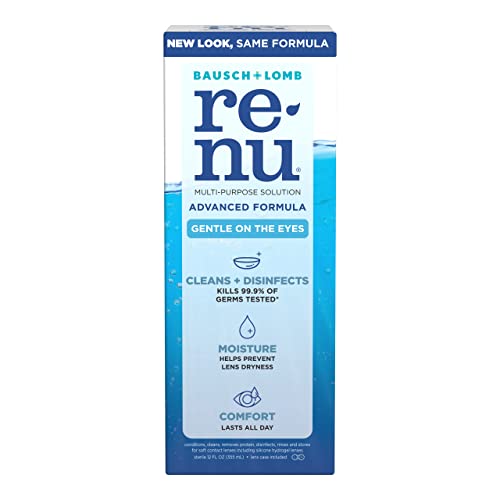 Renu Contact Lens Solution by Multi Purpose Disinfectant Advanced Formula Kills 99.9% Germs, 12 Fl Oz