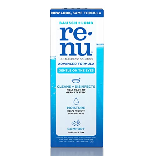 Renu Contact Lens Solution by Multi Purpose Disinfectant Advanced Formula Kills 99.9% Germs, 12 Fl Oz