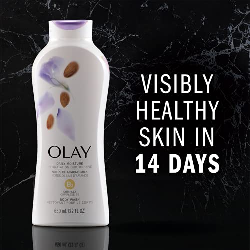 Body Wash for Women by Olay, Daily Moisture with Almond Milk Body Wash, 22 oz, (4 Count)