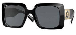 versace ve 4405 gb1/87 black plastic rectangle sunglasses grey lens