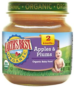 earth’s best organic baby food, apple & plums, 4 ounce (pack of 12)