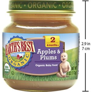 Earth's Best Organic Baby Food, Apple & Plums, 4 Ounce (Pack of 12)