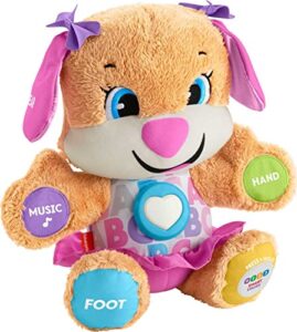fisher-price laugh & learn baby & toddler toy smart stages sis interactive plush dog with music lights & learning content for ages 6+ months