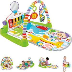 fisher-price baby gym & activity mat, deluxe kick & play piano gym with musical toys, lights & smart stages learning