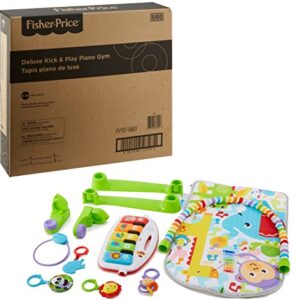 Fisher-Price Baby Gym & Activity Mat, Deluxe Kick & Play Piano Gym with Musical Toys, Lights & Smart Stages Learning