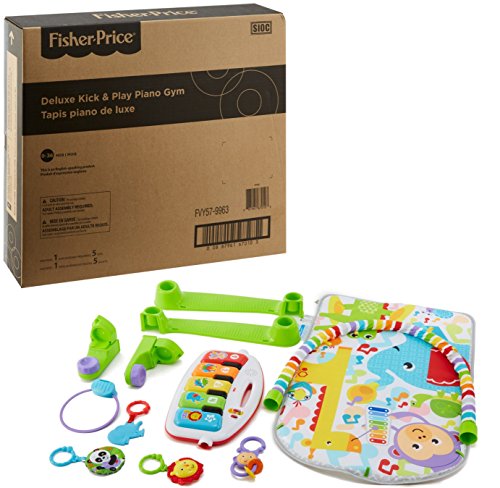 Fisher-Price Baby Gym & Activity Mat, Deluxe Kick & Play Piano Gym with Musical Toys, Lights & Smart Stages Learning