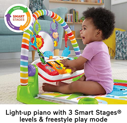 Fisher-Price Baby Gym & Activity Mat, Deluxe Kick & Play Piano Gym with Musical Toys, Lights & Smart Stages Learning