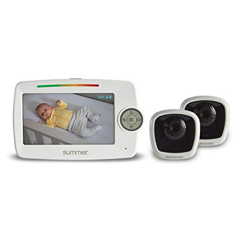 Summer LookOut Duo 5” LCD Video Baby Monitor (2 Cameras) – Digital Zoom Baby Monitor with 1,000ft Range – Features Two-Way Audio, Automatic Night Vision, Temperature Display, and No-Hole Wall Mount