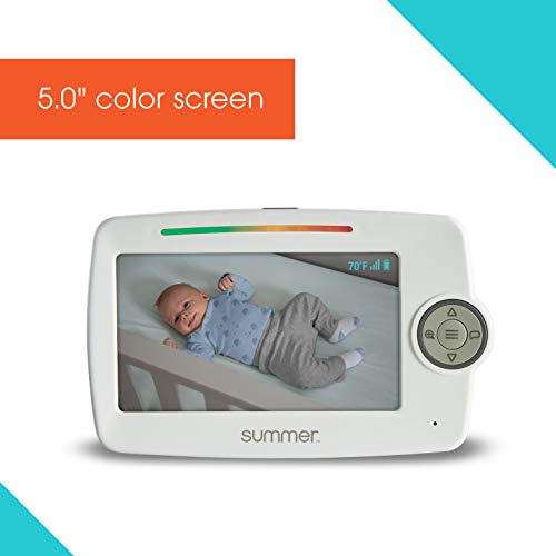 Summer LookOut Duo 5” LCD Video Baby Monitor (2 Cameras) – Digital Zoom Baby Monitor with 1,000ft Range – Features Two-Way Audio, Automatic Night Vision, Temperature Display, and No-Hole Wall Mount