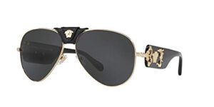 versace man sunglasses gold frame, dark grey lenses, 62mm