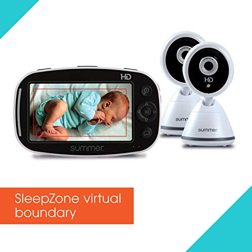 Summer Baby Pixel Zoom HD Duo 5.0” Video Baby Monitor (2 Cameras) – High Definition Baby Monitor with Clearer, Nighttime Views, SleepZone Boundary Alerts and Remote Camera Steering