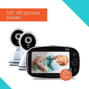 Summer Baby Pixel Zoom HD Duo 5.0” Video Baby Monitor (2 Cameras) – High Definition Baby Monitor with Clearer, Nighttime Views, SleepZone Boundary Alerts and Remote Camera Steering