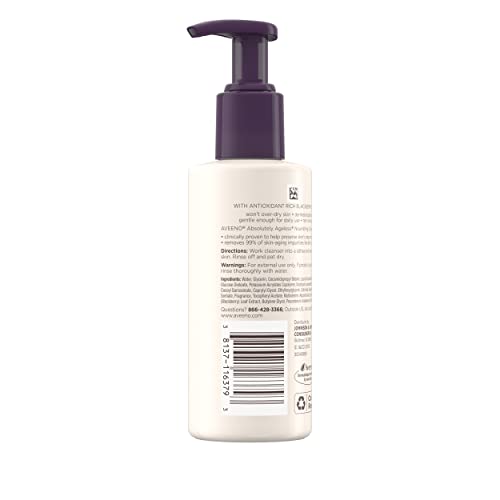 Aveeno Absolutely Ageless Nourishing Daily Facial Cleanser, Antioxidant-Rich Blackberry Extract, Non-Comedogenic Makeup-Removing Face Wash from Dermatologist-Recommended Brand, 5.2 fl. oz