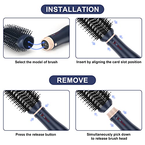 Hair Dryer Brush Set, IG INGLAM 4 in 1 Blowout Brush, Negative Ion Detachable Hair Dryer & Styler Volumizer Hot Air Hair Dryer Brush with 2 Styling Brush Heads, Prussian Blue