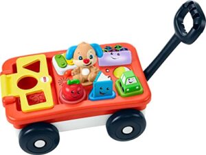 fisher-price laugh & learn baby & toddler toy, pull & play learning wagon with smart stages & 4 pieces for ages 6+ months [amazon exclusive]