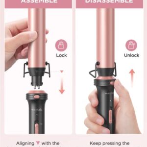 Wavytalk 5 in 1 Curling Iron,Curling Wand Set with Curling Brush and 4 Interchangeable Ceramic Curling Wand(0.5”-1.25”),Instant Heat Up,Include Heat Protective Glove & 2 Clips