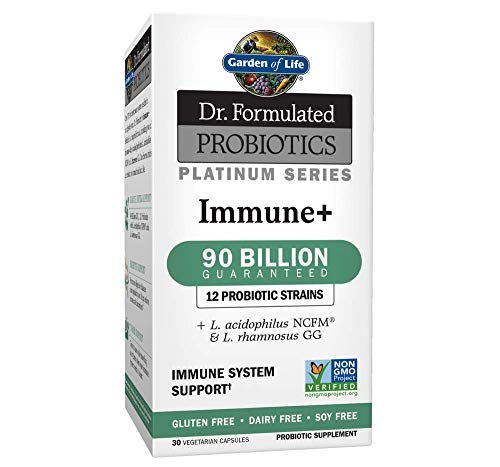 Garden of Life Dr. Formulated Probiotics Platinum Series Immune+ 90 Billion CFU Guaranteed, One a Day Probiotic Supplement Acidophilus & Rhamnosus, Vegan, Non-GMO Immune System Support, 30 Capsules