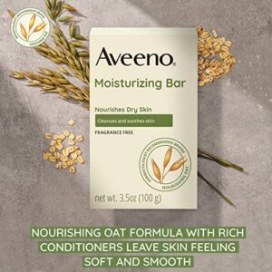 Aveeno Gentle Moisturizing Face Cleansing Bar, Daily Facial Cleanser Bar with Nourishing Oat for Dry Skin, Gently Cleanses & Soothes Skin, Non-Comedogenic & Fragrance-Free, 3.5 oz