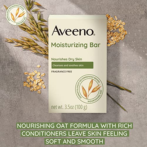 Aveeno Gentle Moisturizing Face Cleansing Bar, Daily Facial Cleanser Bar with Nourishing Oat for Dry Skin, Gently Cleanses & Soothes Skin, Non-Comedogenic & Fragrance-Free, 3.5 oz