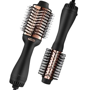 hair dryer brush – tymo ionic blow dryer brush & volumizer, professional one-step hot air brush with enhanced titanium barrel, hair dryer and styler in one