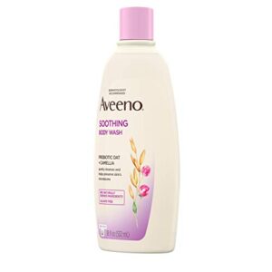 Aveeno Soothing Body Wash for Sensitive Skin with Prebiotic Oat Camellia Cleansing Wash for SoftFeeling Skin Formulated Without Sulfates Parabens Phthalates Dyes fl., Cream, 18 Fl Oz
