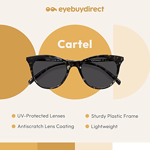 EYEBUYDIRECT Cat-Eye Sunglasses, Scratch-Resistant Sunglasses for Women and Men with UV Protection, Non-Polarized, Cartel - Medium