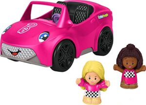 fisher-price little people barbie toddler toy car convertible with music sounds & 2 figures for pretend play ages 18+ months