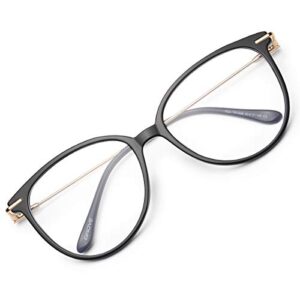 Gaoye Blue Light Blocking Glasses Women/Men, Fashion Cat Eye Fake Eyeglasses UV Ray Filter Computer Gaming Glasses (Light Black Frames/Transparent Lens)