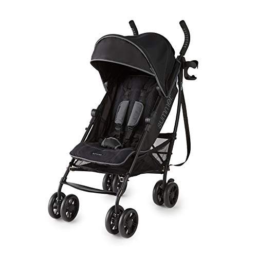 Summer 3Dlite+ Convenience Stroller, Matte Black – Lightweight Umbrella Stroller with Oversized Canopy, Extra-Large Storage and Compact Fold