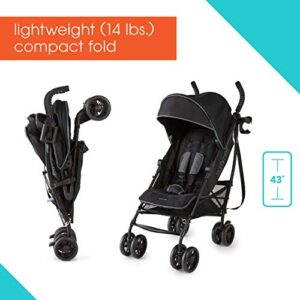 Summer 3Dlite+ Convenience Stroller, Matte Black – Lightweight Umbrella Stroller with Oversized Canopy, Extra-Large Storage and Compact Fold